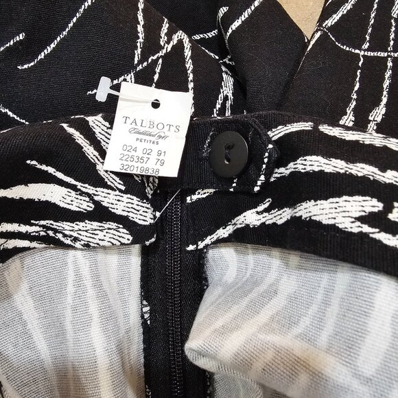NWT Talbots Petites Black White Bamboo Print Stretch Capri Crop Pants Size‎ 10P - Picture 6 of 7